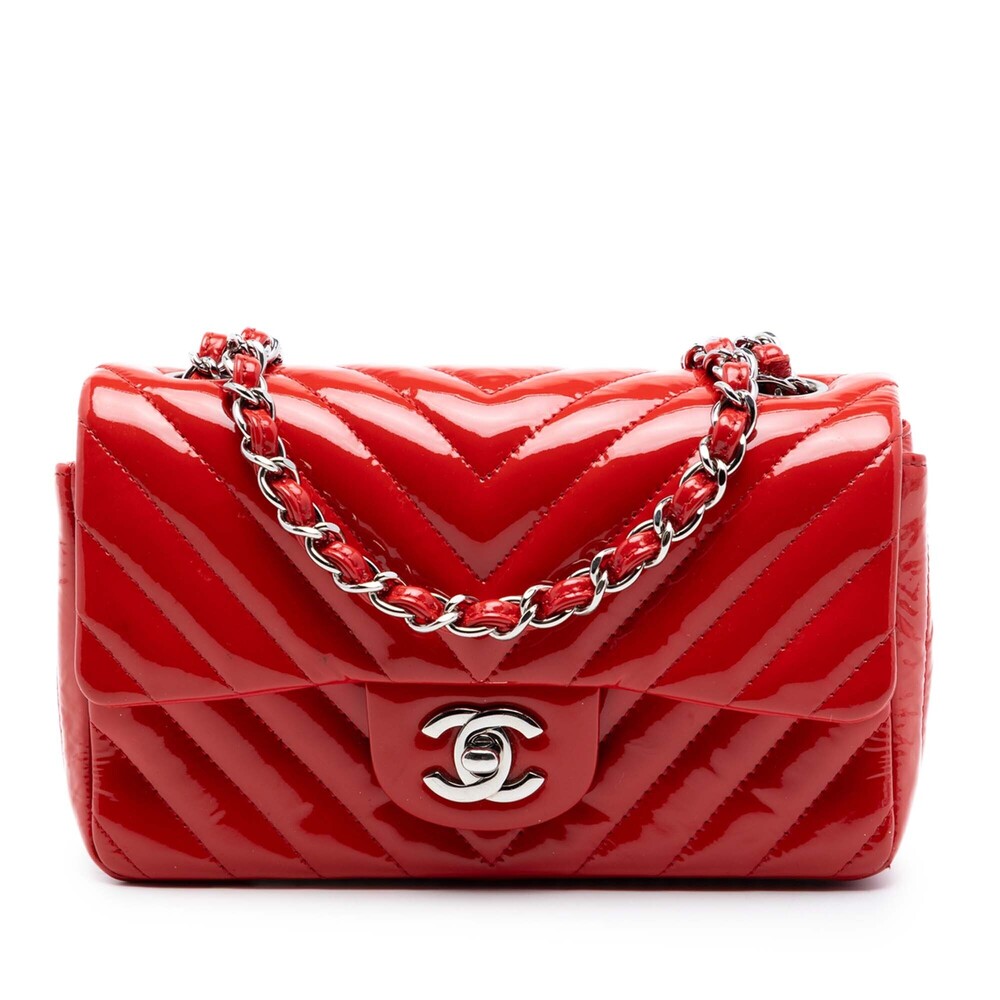 Pre-Loved Chanel Mini Rectangular Classic Chevron Patent Single Flap